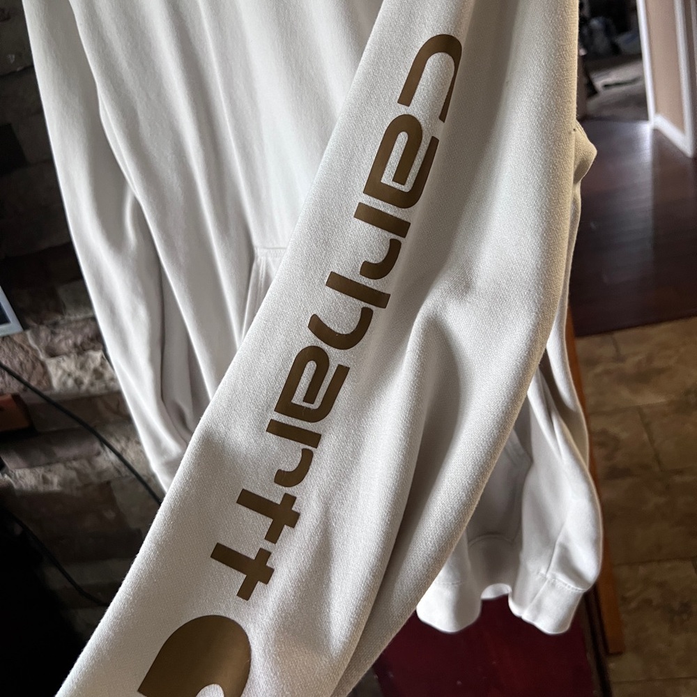 Carhartt White Hoodie with Gold Logo